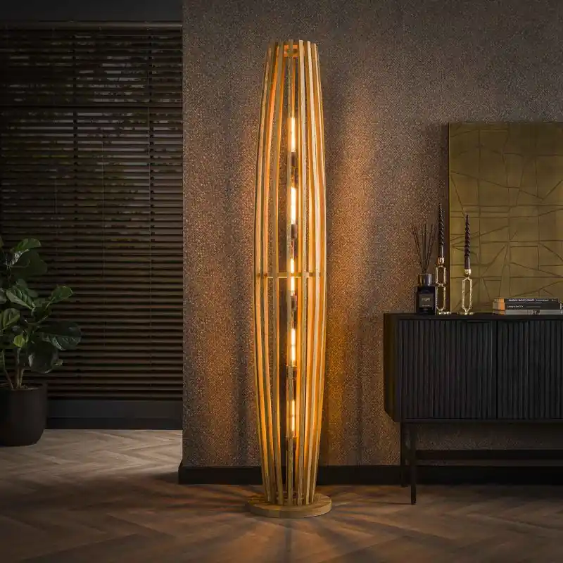 Plaats Bestelling Vico Orbit XL - vloerlamp - Ø 30 x 190 cm - bruin