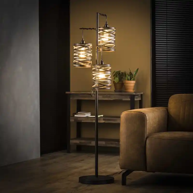 Bestseller Vico Spindle - staanlamp - 37 x 29 x 150 cm - leisteengrijs