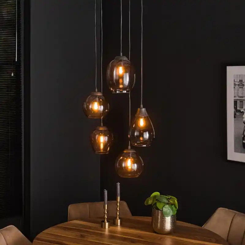 Bestseller Vico Mix 5L - hanglamp - Ø 43 x 180 cm - oud zilver/chrome
