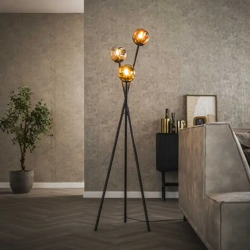 Vico Molecule Mix Glass - vloerlamp - Ø 45 x 169 cm - zwart Populair