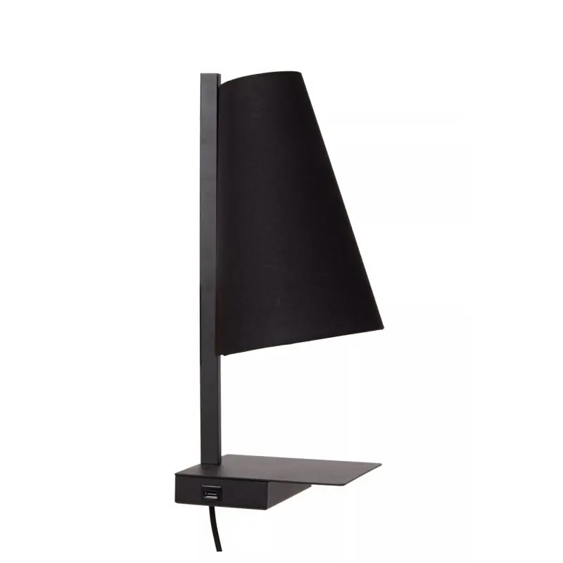 Wereldwijde Verzending Lucide Gregory - bedlamp met USB-poort - 19,8 x 18 x 45 cm - zwart