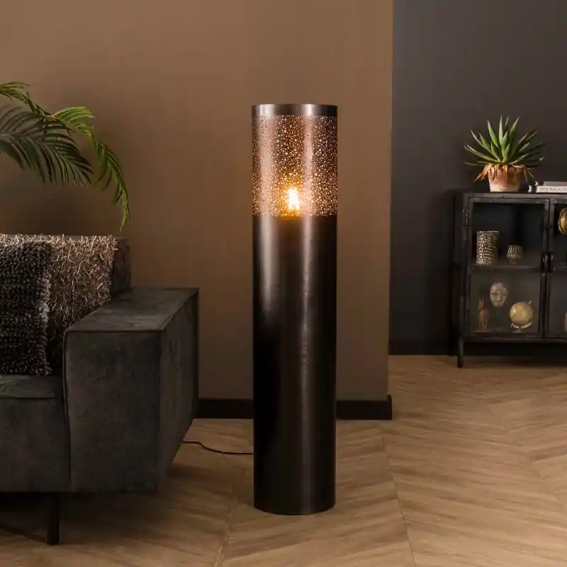 Topkwaliteit Vico Cylinder Nikkel - vloerlamp - Ø 25 x 120 cm - zwart nikkel