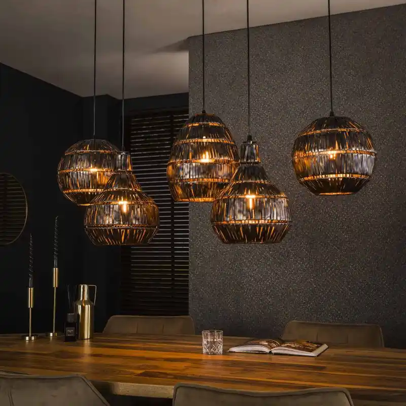 Vico Strip - hanglamp - 130 x 30 x 150 cm - zwart bruin Koop Online