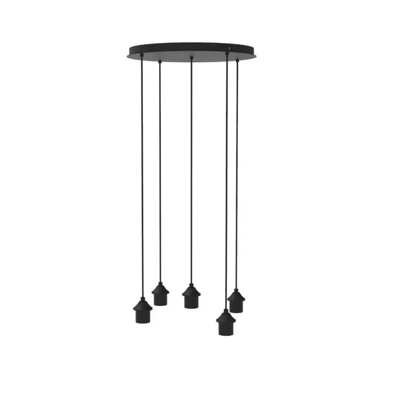 Bestel Nu Artdelight - hanglamp 5L excl. lampenkappen  - Ø 50 x 3 cm - zwart