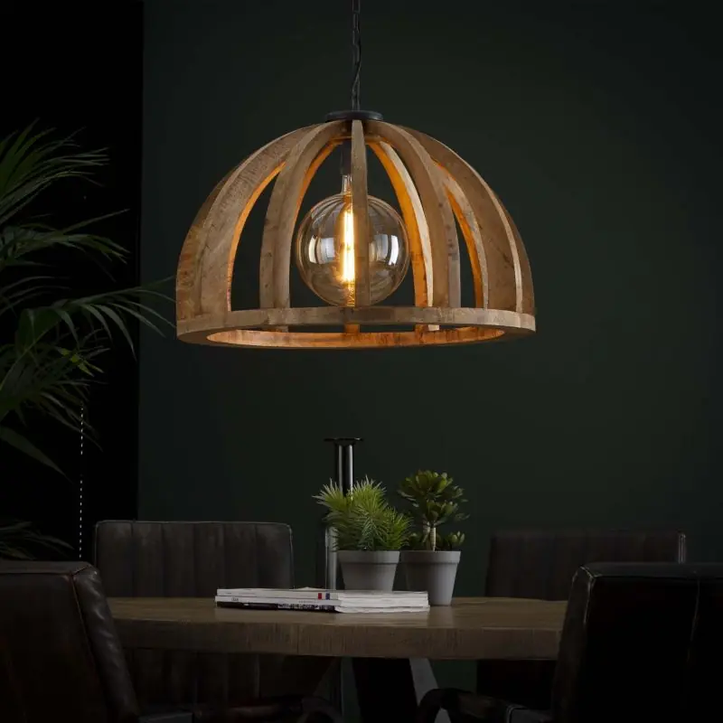 Vico Wooden Bars - hanglamp - Ø 62 x 150 cm - mango hout Finale Uitverkoop