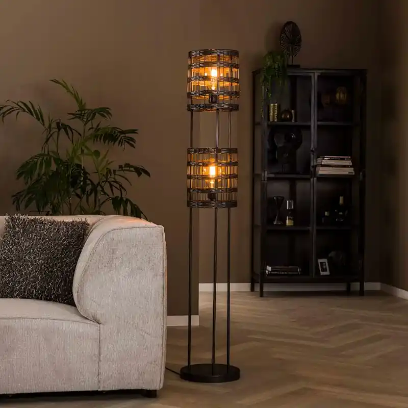 Laatste Versie Vico Metal Blinds - vloerlamp - Ø 30 x 166 cm - zwart nikkel