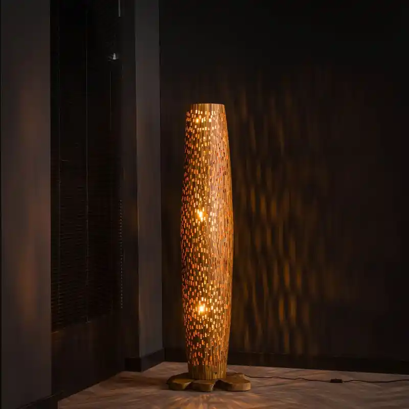 Gecertificeerd Vico M Bars - vloerlamp - Ø 40 x 145 cm - lichtbruin