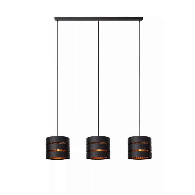 Lucide Rosas - hanglamp 3L - 130 x 26 x 152 cm - zwart en messing Veilige Betaling