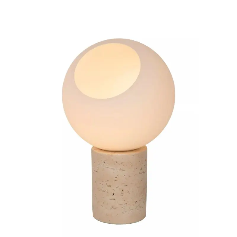 Merkproduct Lucide Davin - tafellamp - Ø 15 x 25,6 cm - opaal en taupe