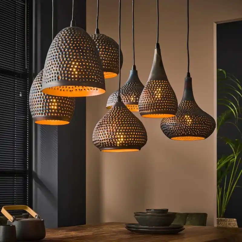 Beperkte Voorraad Vico Perforated 7L - hanglamp - 100 x 45 x 150 cm - zwart bruin