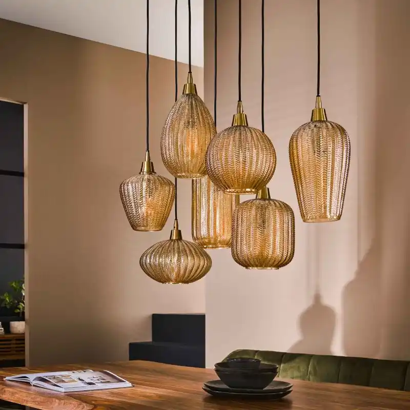 Vico Pumpkin 7L - hanglamp - 95 x 38 x 150 cm - amber Direct Beschikbaar