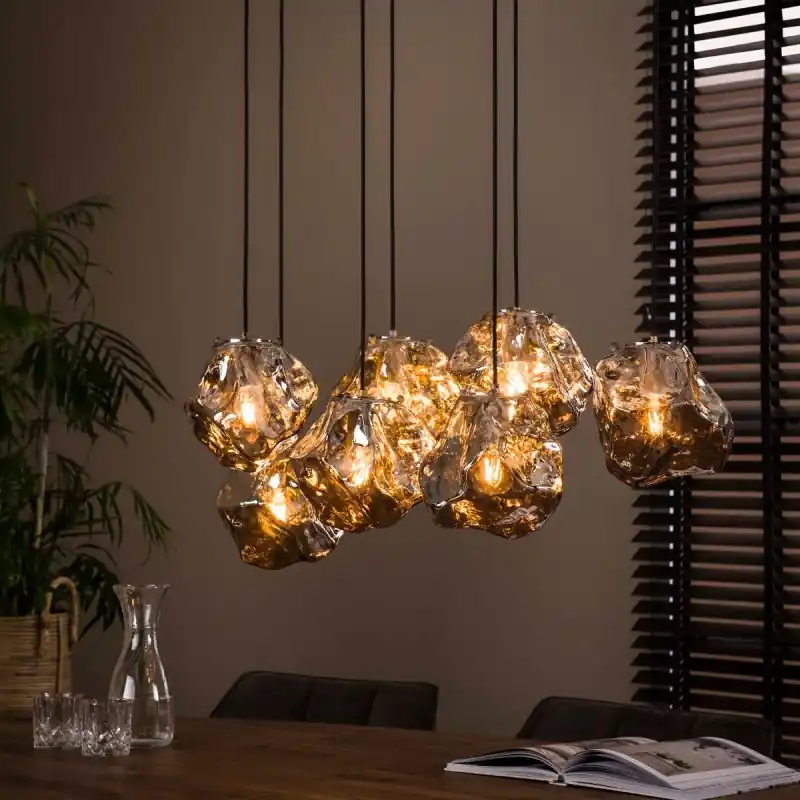Vico Rock Chrome - hanglamp - 95 x 44 x 150 cm - chroom glas Bulkbestelling