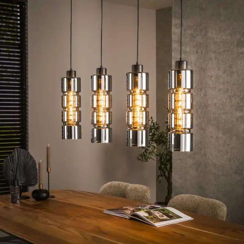 Vico Cylinder Glass - hanglamp - 105 x 12 x 150 cm - zwart Beperkt Aanbod