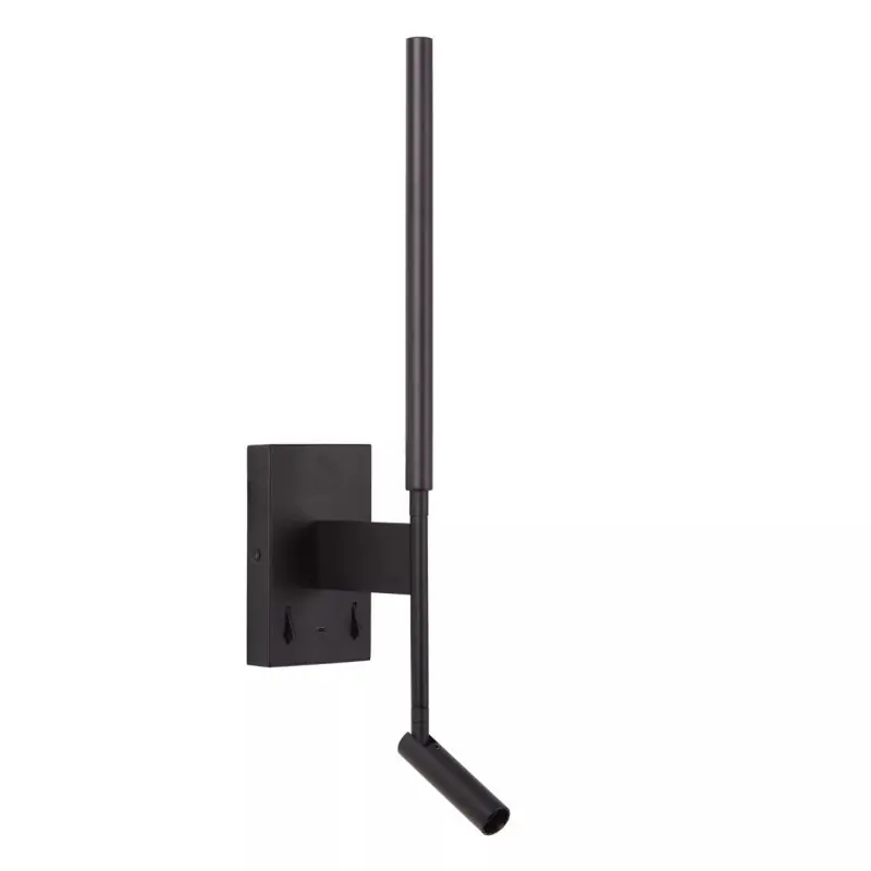 Bestseller Lucide Finan - wandlamp met USB oplaadpunt - 13,7 x 10 x 56,2 cm - 6W+3W LED incl. - zwart
