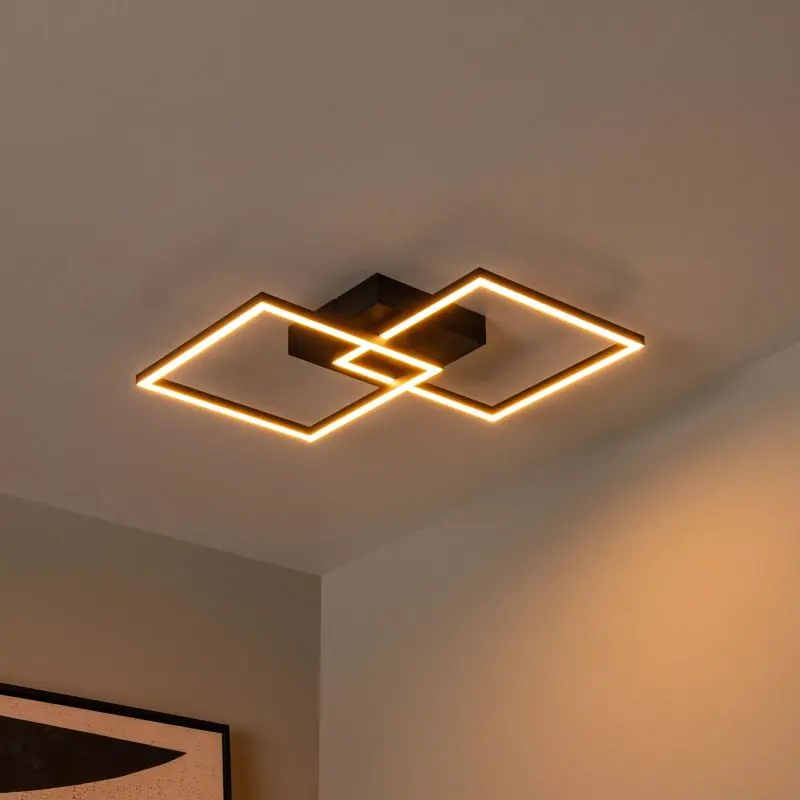 Lucide Arianne - plafondlamp - 58 x 35,5 x 6,5 cm - 23W LED incl. - instelbare lichtkleur - zwart Premium