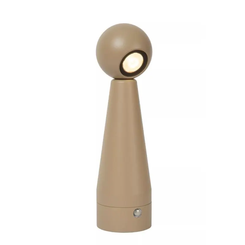 Speciale Aanbieding Lucide Ipsos - oplaadbare tafellamp - Ø 6 x 22 cm - 3W dimbare LED incl. - taupe
