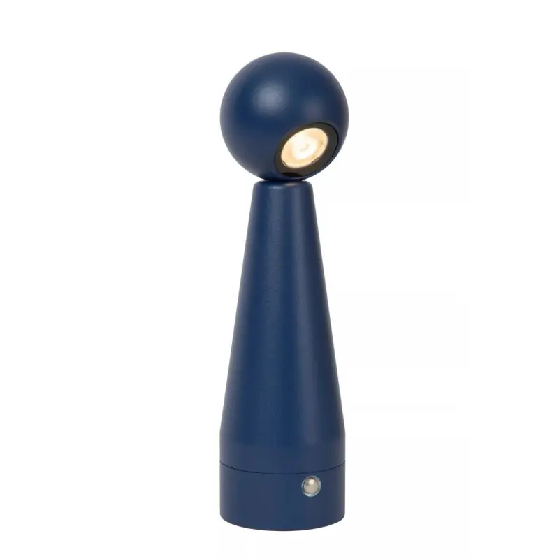 Lucide Ipsos - oplaadbare tafellamp - Ø 6 x 22 cm - 3W dimbare LED incl. - blauw Op = Op