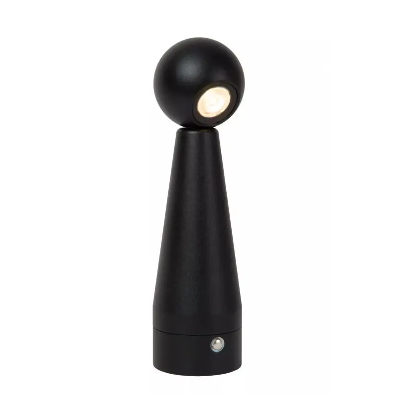 Lucide Ipsos - oplaadbare tafellamp - Ø 6 x 22 cm - 3W dimbare LED incl. - zwart Origineel