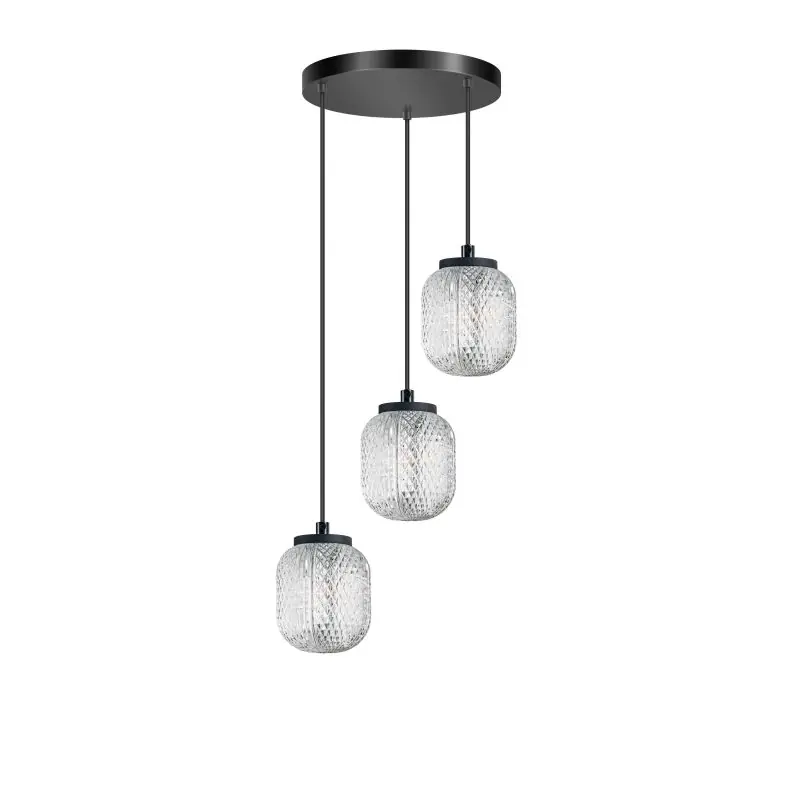 ETH Kristel - hanglamp - Ø 25 x 200 cm - transparant en zwart Betaalbaar