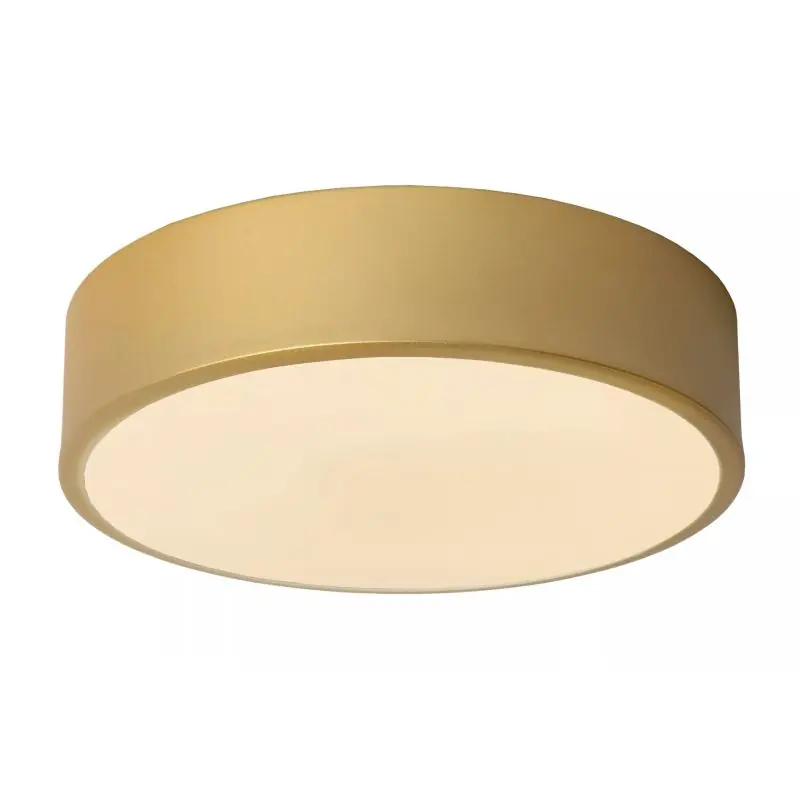 Lucide Unar - plafondverlichting - Ø 20 x 5 cm - 12W dimbare LED incl. - 3 stappen dimmer - mat goud Nieuwe Collectie