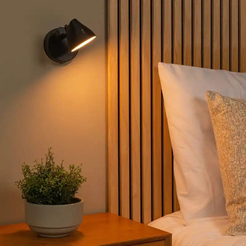 Lucide Milne - wandlamp - Ø 10 x 16,5 cm - 6W dimbare LED incl. - zwart Fabrieksprijs