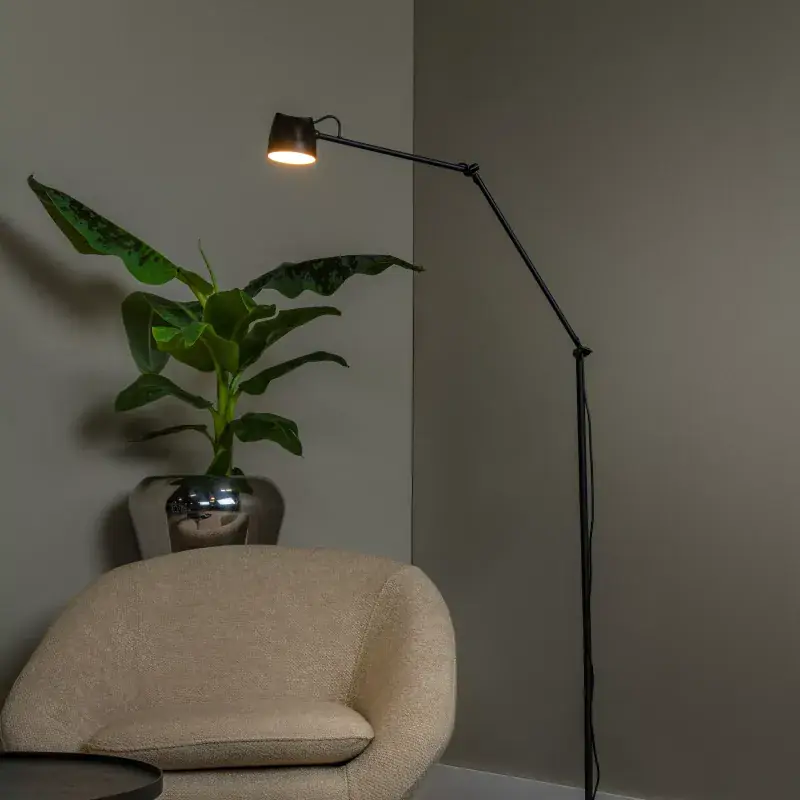 Lucide Milne - vloerlamp met touch dimmer - 143 cm - 8W dimbare LED incl. - zwart Geld-Terug-Garantie