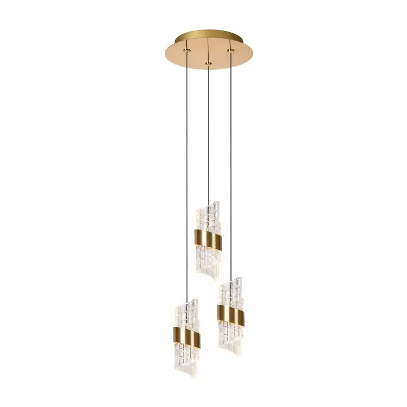 Lucide Kligande - hanglamp - Ø 25 x 150 cm - 3 x 8W LED incl. - goud Superprijs