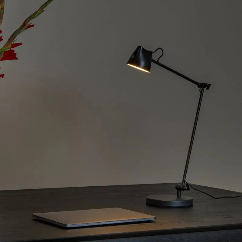 Finale Uitverkoop Lucide Milne - leeslamp met touch dimmer - 38 x 16 x 42 cm - 8W dimbare LED incl. - zwart