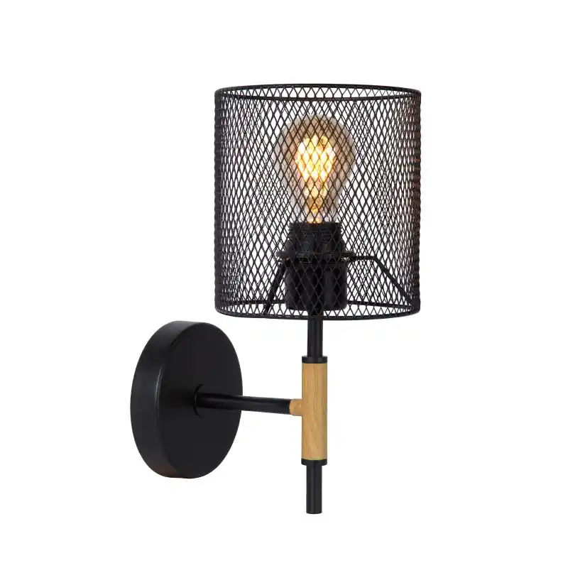 Lucide Baskett - wandverlichting - 15 x 20 x 32 cm - zwart en lichtbruin Bestseller