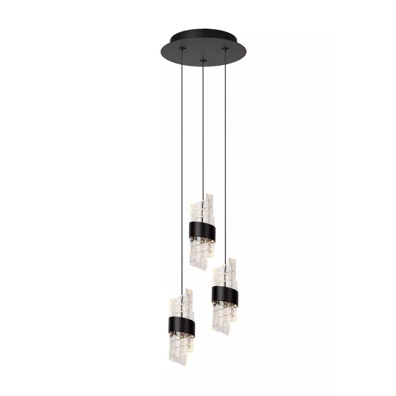 Hoge Kwaliteit Lucide Kligande - hanglamp - Ø 25 x 150 cm - 3 x 8W LED incl. - zwart