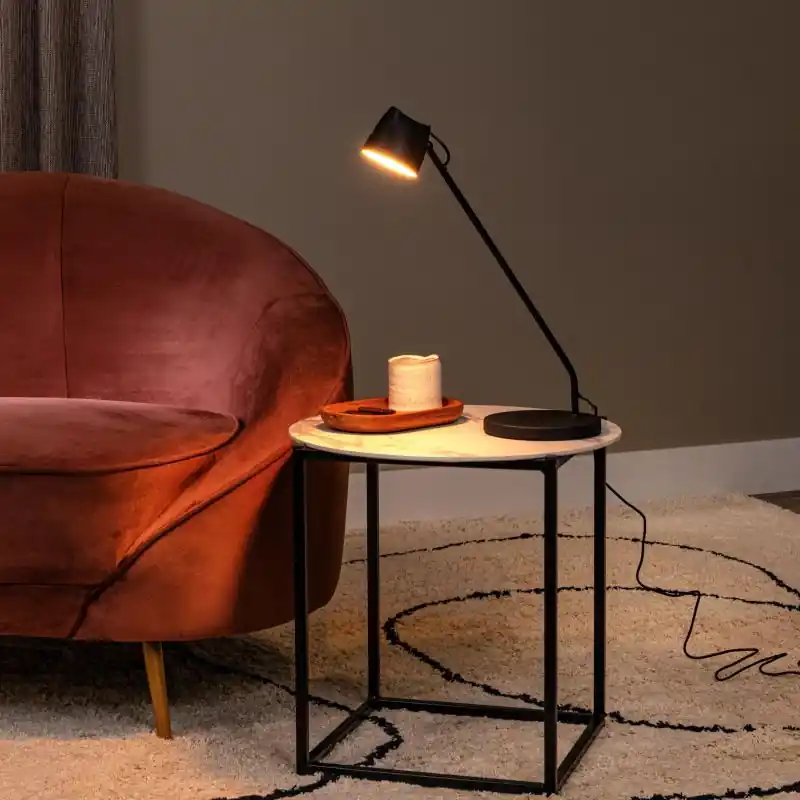 Lucide Milne - tafellamp - 16 x 31,7 x 42 cm - 8W dimbare LED incl. - zwart Aanbieding