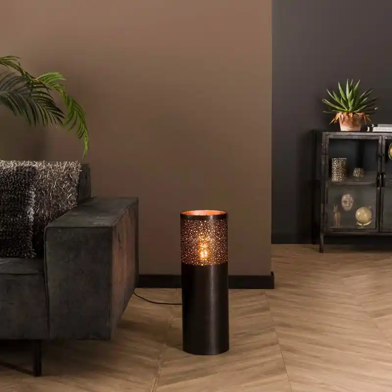 Vico Cylinder Nikkel - vloerlamp - Ø 20 x 60 cm - zwart nikkel Nieuwe Collectie
