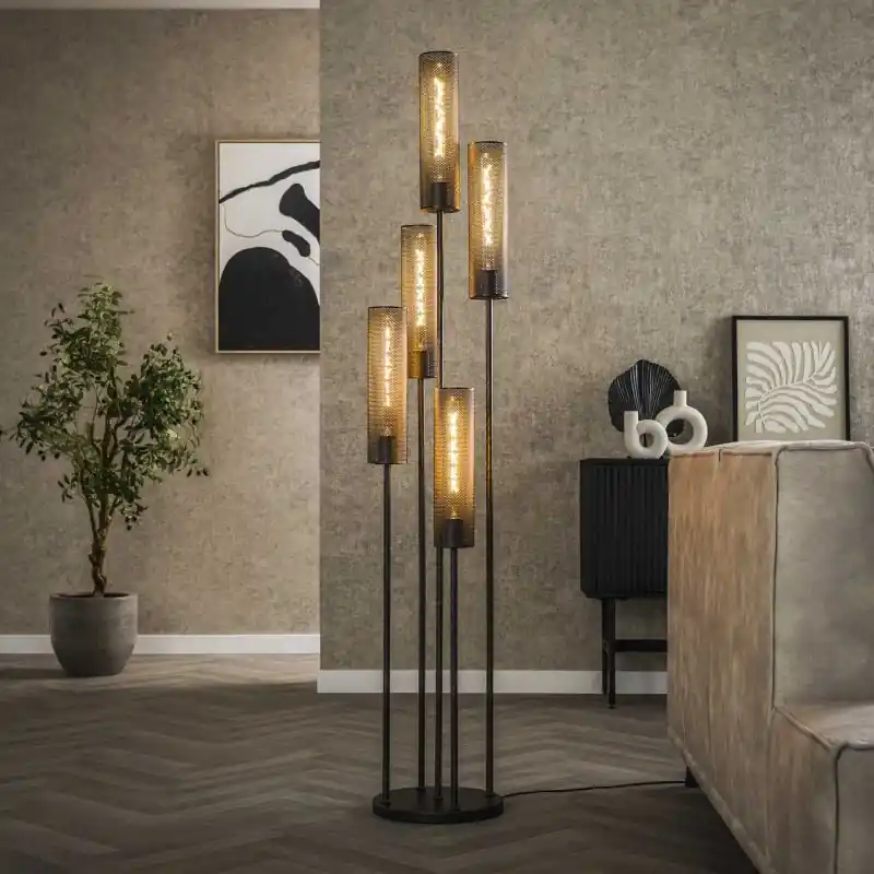 Vico Tube Mesh - vloerlamp - Ø 32 x 172 cm - zwart Flitsaanbieding