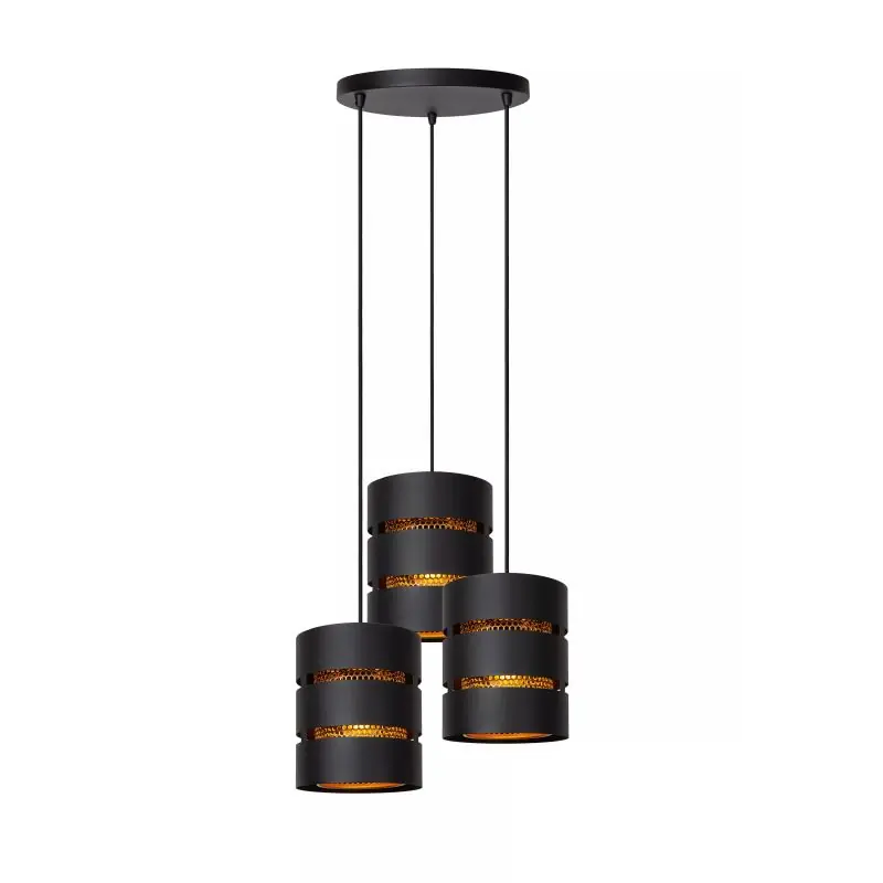 Garantie Inbegrepen Lucide Rosas - hanglamp 3L - Ø 43 x 165 cm - zwart en messing