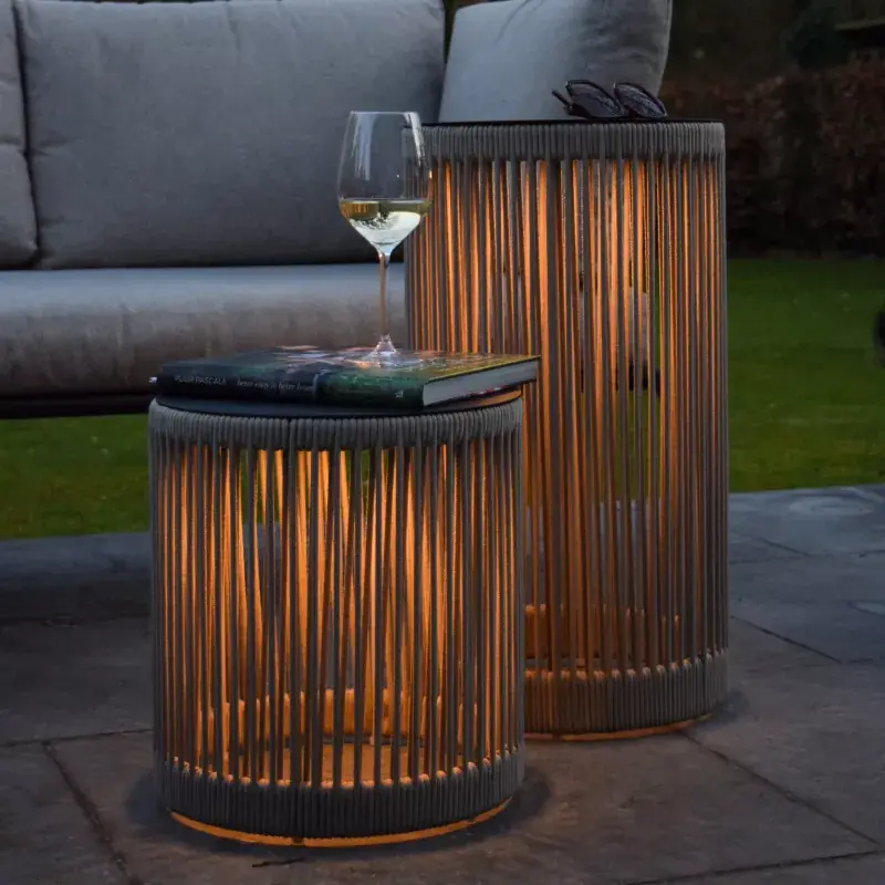 Lucide Pingi - oplaadbare vloerlamp - Ø 33,5 x 36,5 cm - 3 stappen dimbaar - IP44 - taupe Budget