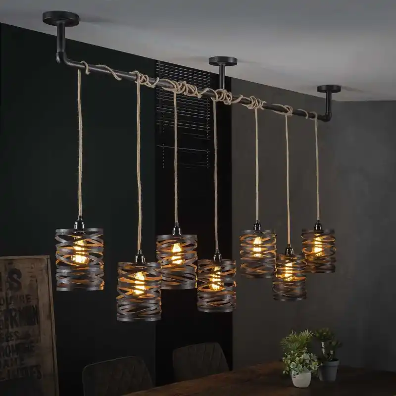 Direct Beschikbaar Vico Spindle - Hanglamp - 157 x 15 x 150 cm - leisteengrijs