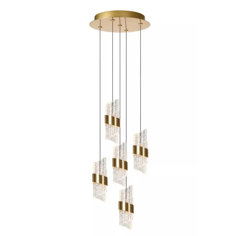 Laatste Kans Lucide Kligande - hanglamp - Ø 30 x 150 cm - 5 x 7,8W LED incl. - goud