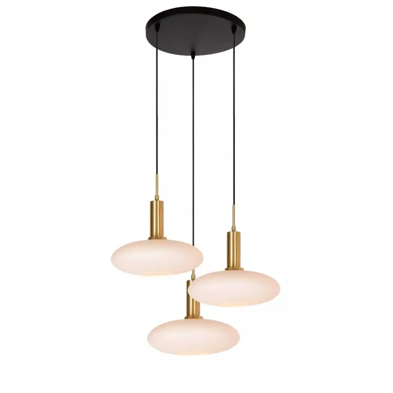 Lucide Singala 3L - hanglamp - Ø 55 x 169 cm - opaal en goud Lage Prijs