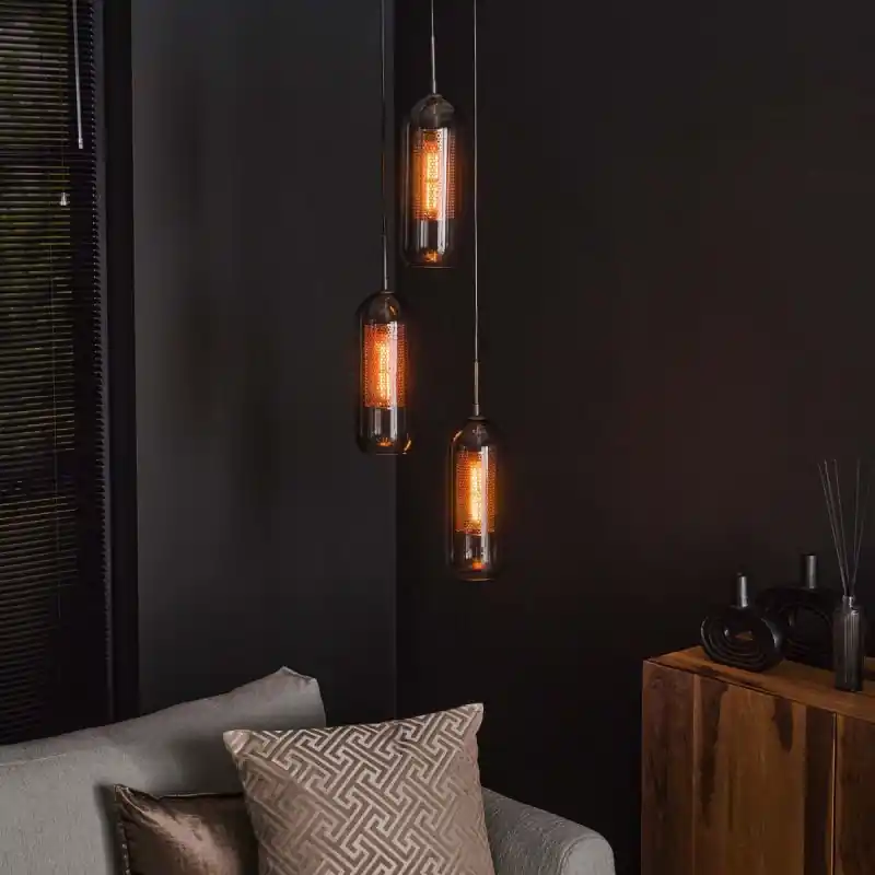 Vico Lantern 3L - hanglamp - Ø 35 x 180 cm - artic zwart Weekendaanbieding