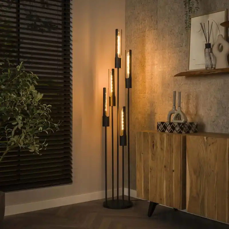 Populair Vico Tube - vloerlamp - 176 cm - zwart