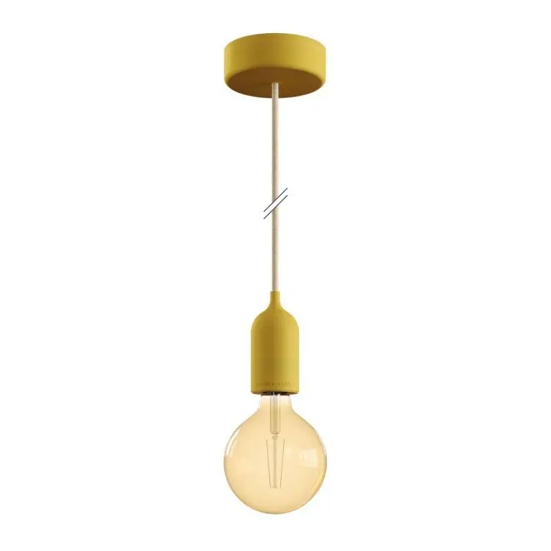 Limited Edition Creative Cables Eiva Pastel - buitenhanglamp met siliconen plafondbevestiging - Ø 12,5 x 164,5 cm - IP65 - mosterdgeel