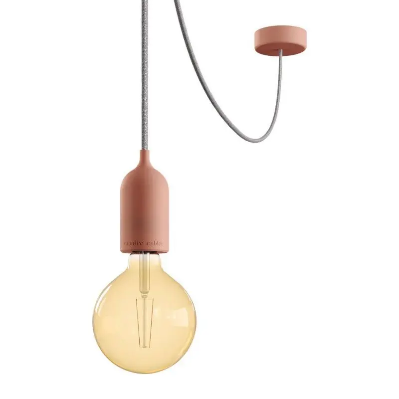 Creative Cables Eiva Pastel - buitenhanglamp met siliconen plafondbevestiging - Ø 12,5 x 514,5 cm - IP65 - zalmroos Laatste Versie