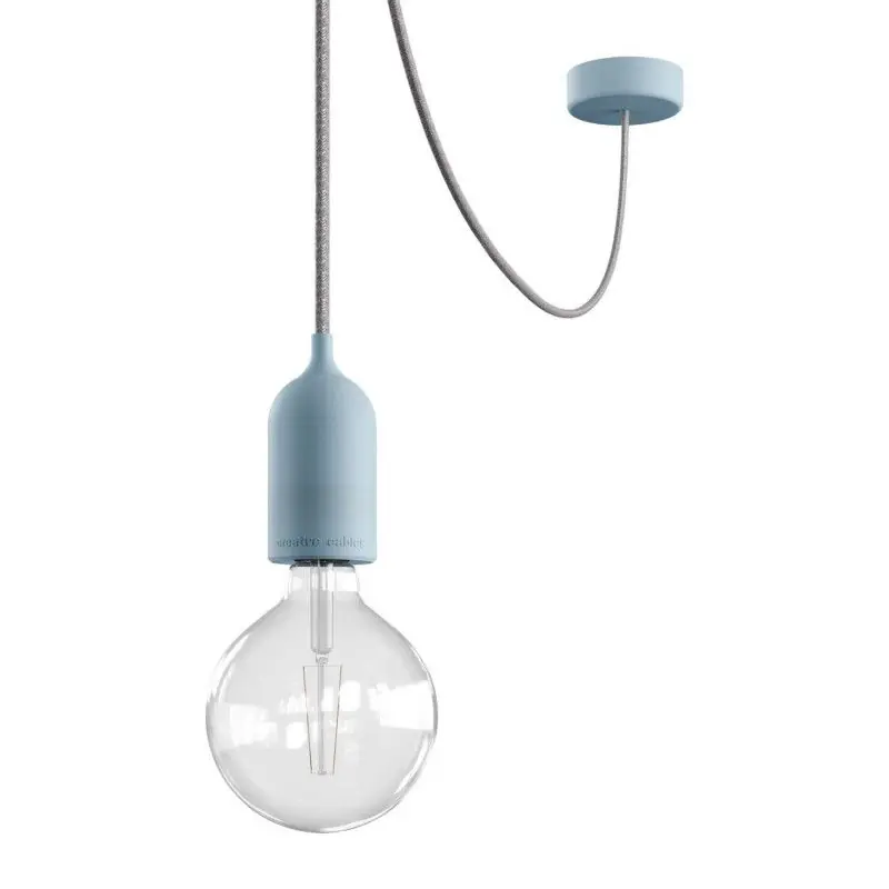 Tijdelijk Beschikbaar Creative Cables Eiva Pastel - buitenhanglamp met siliconen plafondbevestiging - Ø 12,5 x 514,5 cm - IP65 - zachtblauw
