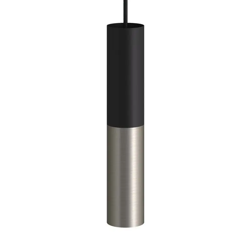 Premium Creative Cables Double Tube - hanglamp 1L - Ø 12,5 x Ø 6 x 190 cm - geborsteld titanium en zwart