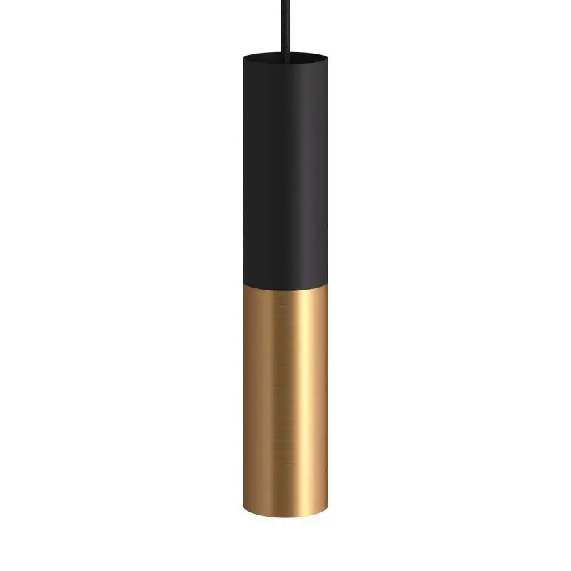 Seizoensaanbieding Creative Cables Double Tube - hanglamp 1L - Ø 12,5 x Ø 6 x 190 cm - geborsteld brons en zwart