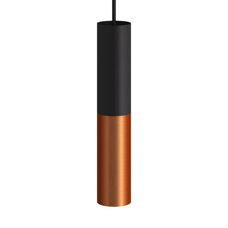 Creative Cables Double Tube - hanglamp 1L - Ø 12,5 x Ø 6 x 190 cm - geborsteld koper en zwart Budget