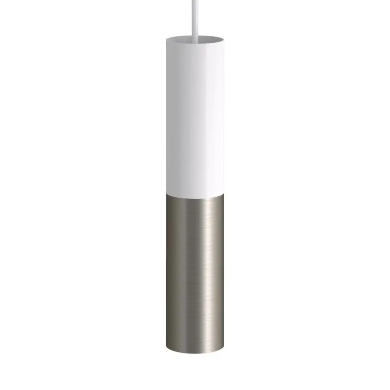 Creative Cables Double Tube - hanglamp 1L - Ø 12,5 x Ø 6 x 190 cm - mat wit en titanium Betrouwbaar
