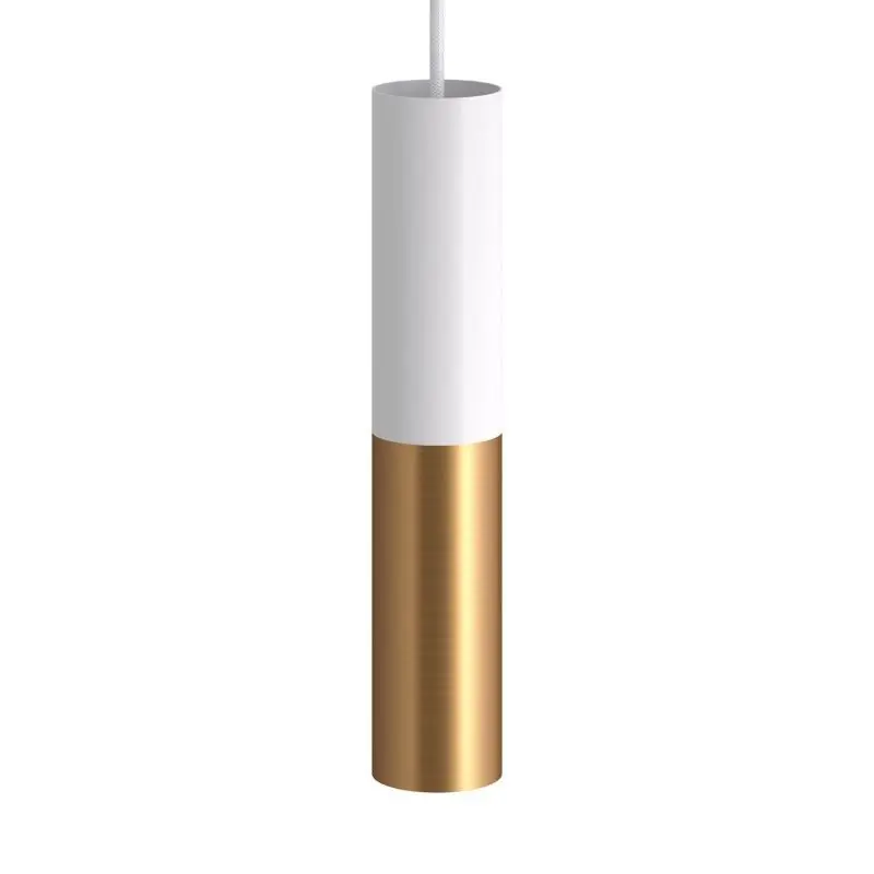 Creative Cables Double Tube - hanglamp 1L - Ø 12,5 x Ø 6 x 190 cm - geborsteld brons en wit Professioneel