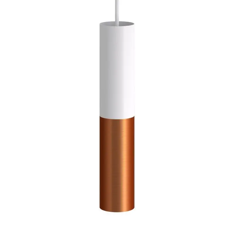 Aanbieding Creative Cables Double Tube - hanglamp 1L - Ø 12,5 x Ø 6 x 190 cm - geborsteld koper en wit