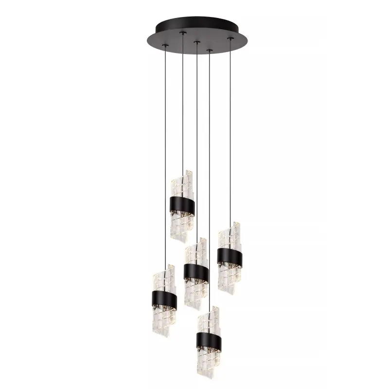 Wereldwijde Verzending Lucide Kligande - hanglamp - Ø 30 x 150 cm - 5 x 7,8W LED incl. - zwart